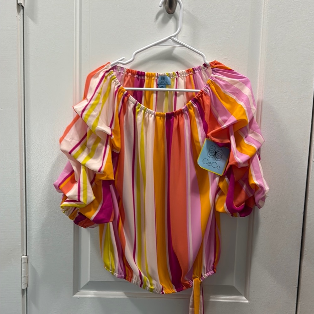 CeCe Women's Multicolor Striped Top
